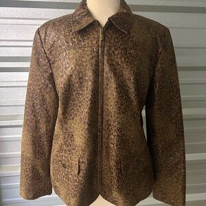 Cheetah Print Faux Croc Leather Jacket